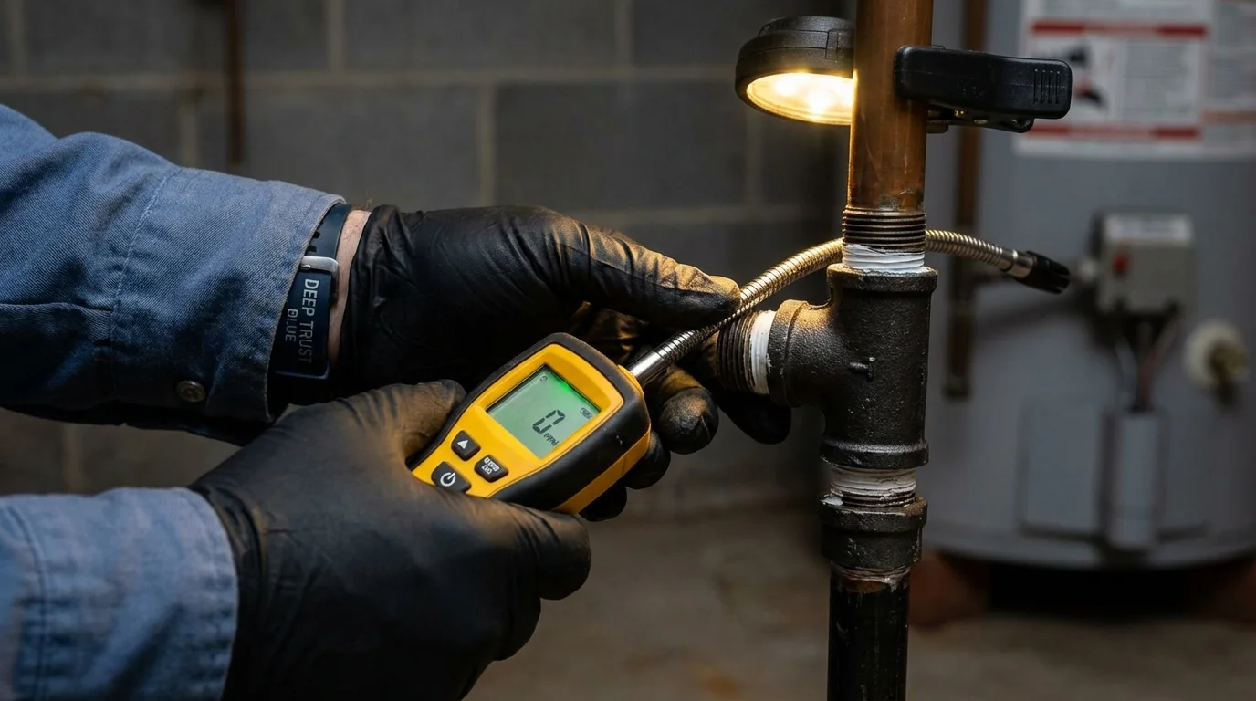 Gas leak detection with electronic sniffer by Johns Plumbing LLC in Albert Lea